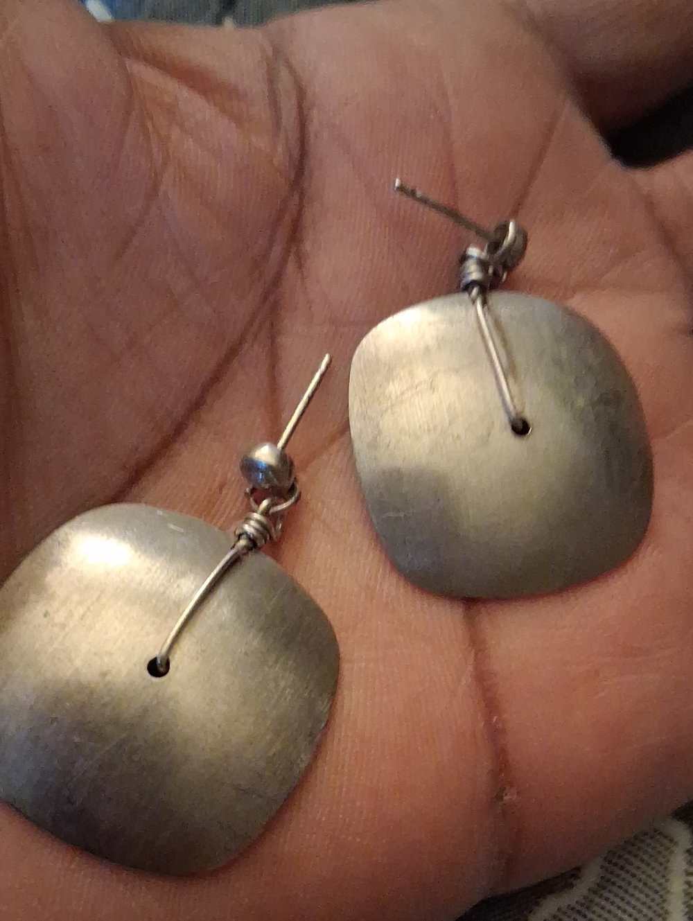 Sterling Silver Square Drop Earrings - Silver